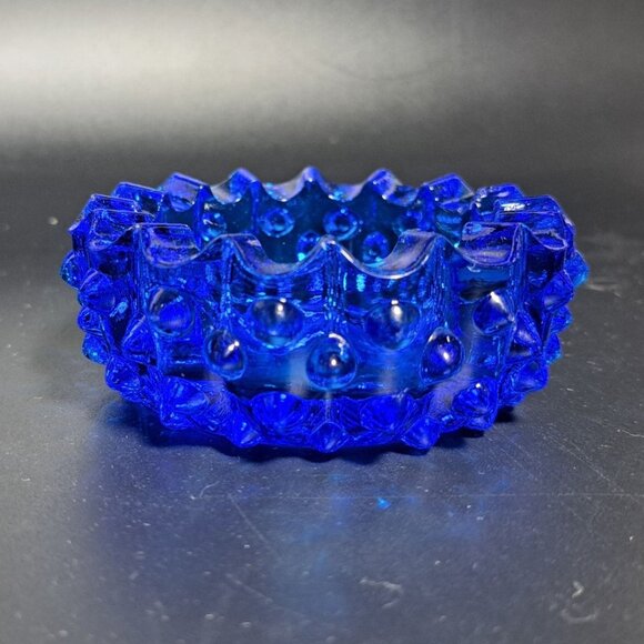 Fenton Cobalt Blue Hobnail Glass Ashtray Collectible Vintage Decorative Piece - Picture 1 of 13